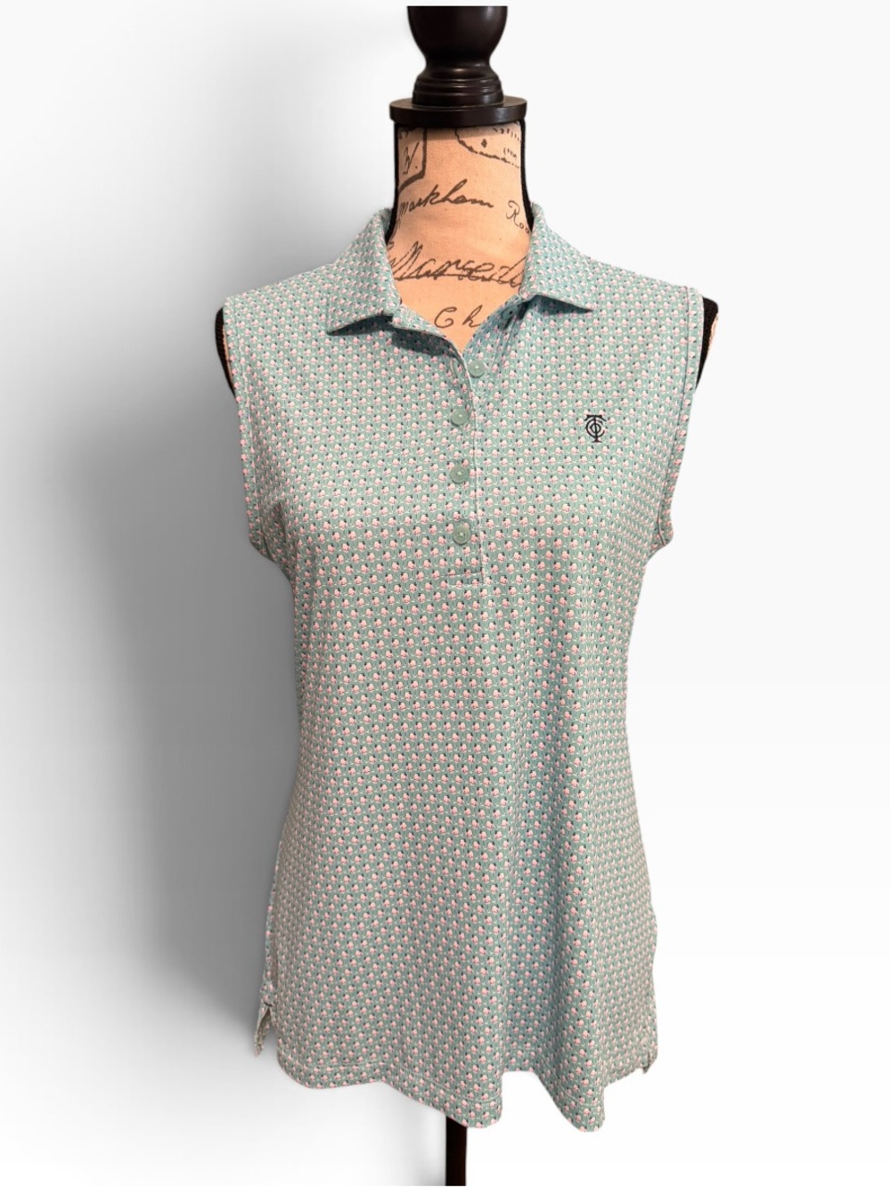 Peter Millar Golf Perfect Fit Polo UPF 50 Blue Sleeveless Collared Shirt Medium
